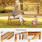 VINGLI Bamboo Rattan Folding Loveseat, Handmade Double Seat Folding Chair - Image 5