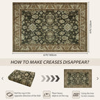 Area Rugs for Living Room, 4x6 Washable Rugs for Bedroom, Non-Slip Retro Floral - Image 2
