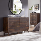 T4TREAM Fluted 6 Drawers Dresser, Curved Profile Design, Dresser TV Stand - Image 3