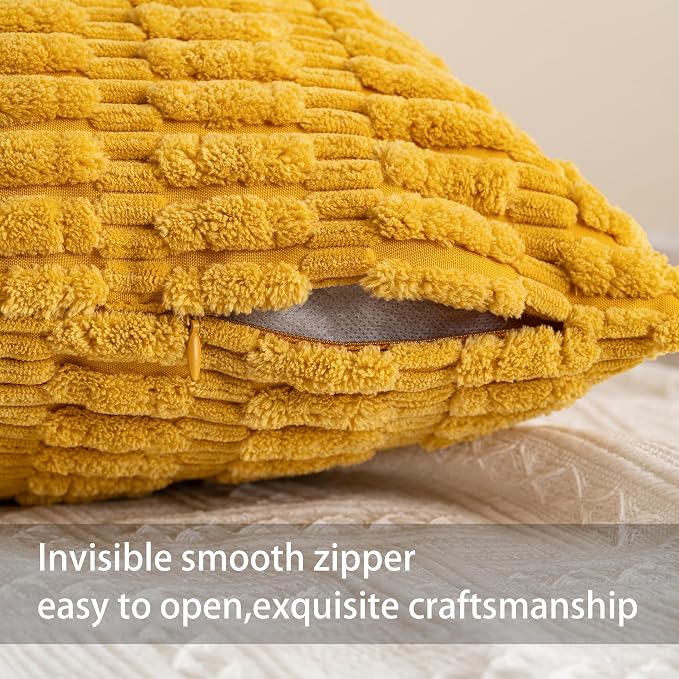 Aegero Pack of 2 Corduroy Decorative Throw Pillow Covers 12x20 Inch - Image 2