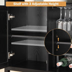SICOTAS Rattan Coffee Bar Cabinet, Modern Liquor Cabinet - Image 7