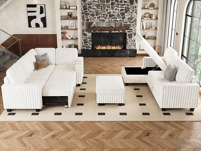 Belffin Corduroy Fabric Loveseat Module - Image 8
