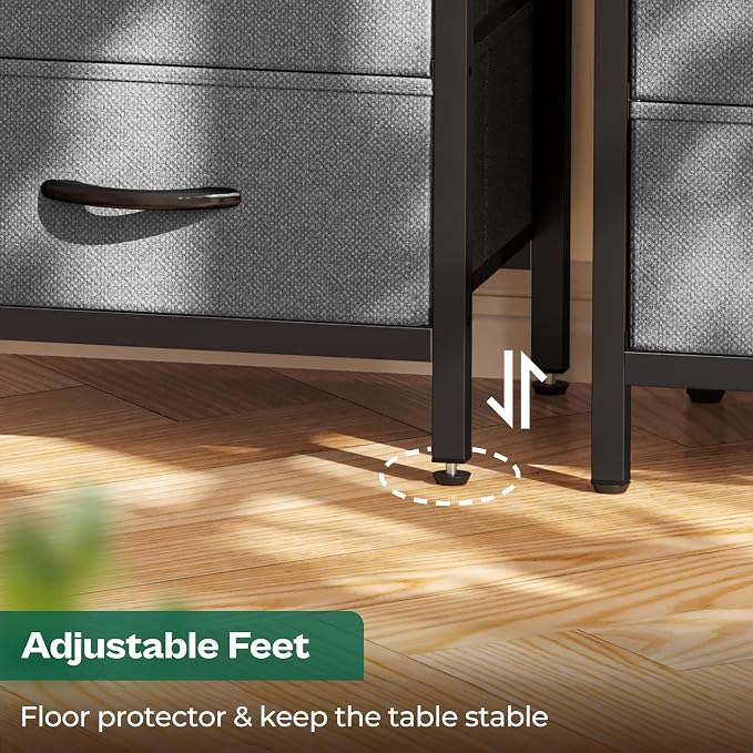 Huuger Nightstand with Charging Station, Fabric Drawers, End Table with Open - Image 8
