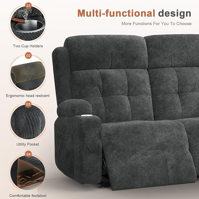 RV Loveseat Recliner Sofa, Wall Hugger Double Recliners - Image 4