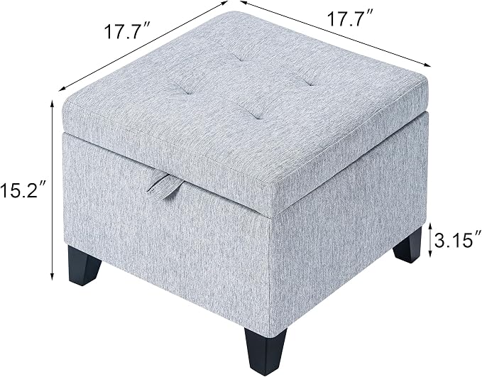 Adeco 18-inch Linen Storage Ottoman - Image 3