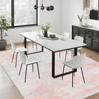 9x12 Area Rug Living Room: Modern Washable Soft Carpet Pink White | - Image 4