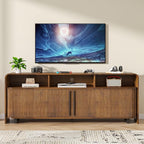 Fluted TV Stand for 75 65 80 Inch TV, 70 Inch Long Walnut Entertainment Center - Image 2