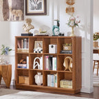 Joaxswe 12 Cube Storage Organizer, Wood Floor Standing 3-Tier Cubby Bookcase - Image 6