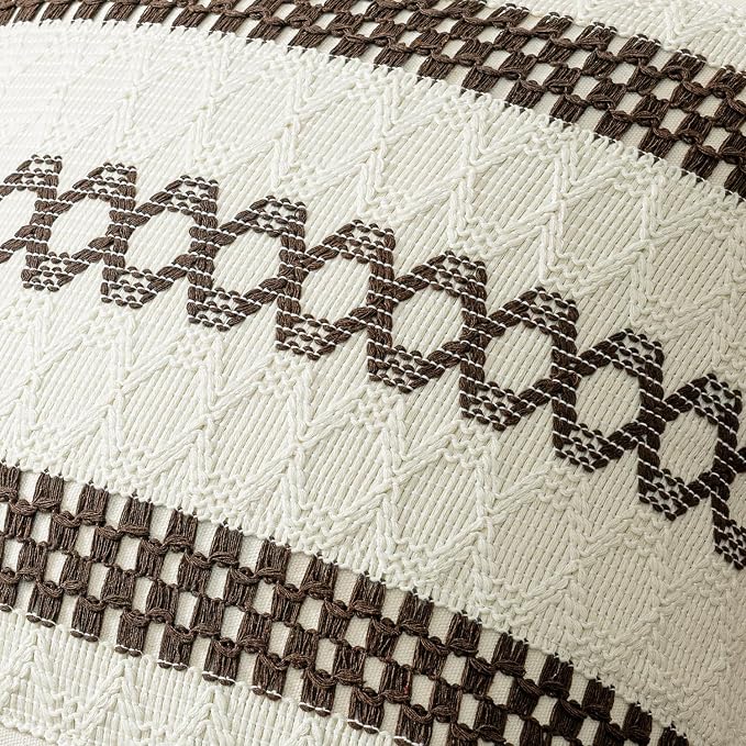 MIULEE Set of 2 Dark Brown Boho Decorative Pillow Covers 18x18 Inch | Fall - Image 4