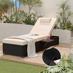 PeakPursuit Patio Lounge Chairs, Outdoor PE Wicker Chaise Lounge Set of 2 - Image 4