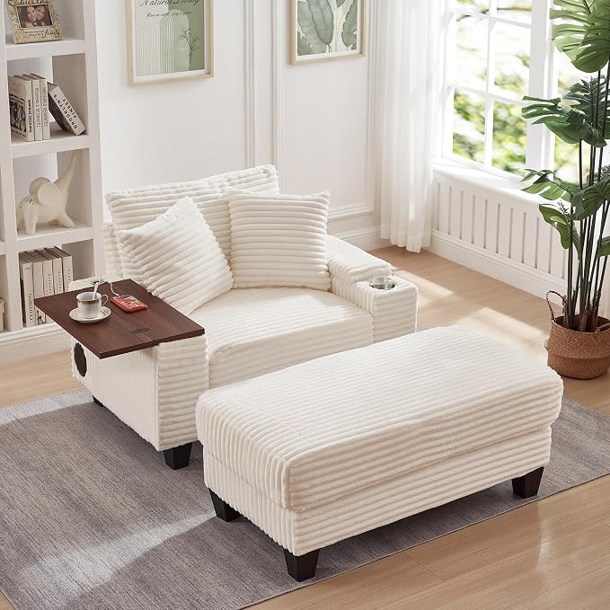KEIKI Corduroy Storage Armrest Sofa, Single Versatile Seat by KEIKI