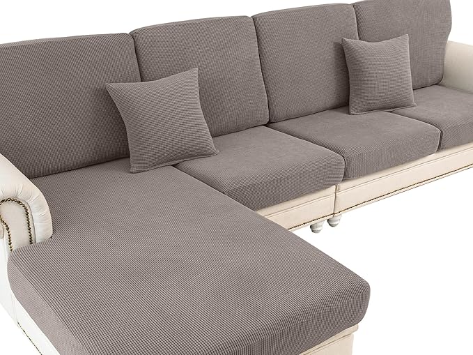 LA MEACK Couch Cushion Cover Chaise Lounge Cover Washable Separate Seat Chaise by LA+MEACK