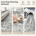 Soalmost Abstract Rug 8x10 Large Living Room Area Rugs Washable Gray/White | - Image 9