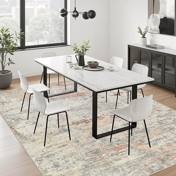 10x12 Area Rug Living Room: Modern Washable Indoor Soft Carpet Taupe | - Image 4