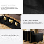 Oversized Luxury Chesterfield Sofa Set Velvet Black and Gold Couch - Image 3
