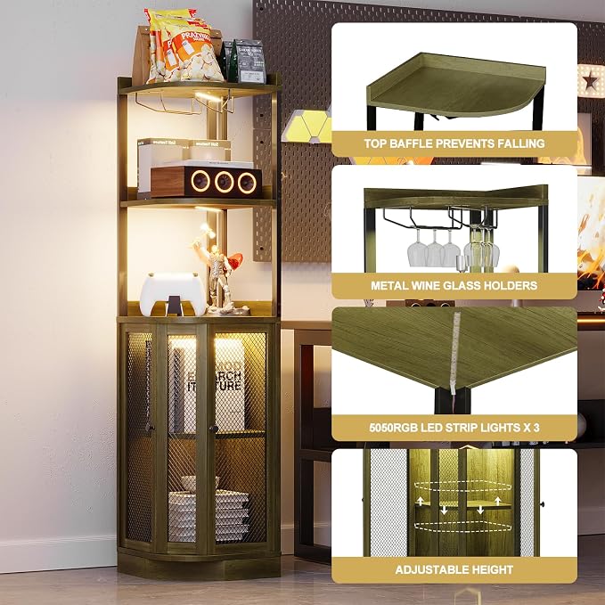 EOYUTLLY Corner Bar Cabinet - Image 5