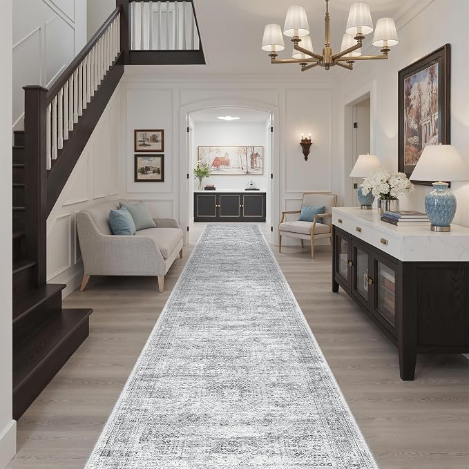 Soalmost Hallway Runner Rug 2'6" x 14' Washable Long Kitchen Rugs Grey | - Image 3