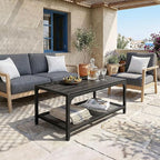 ODK Outdoor Coffee Table with Double-Layer Storage, Rectangle Weather-Resistant - Image 9