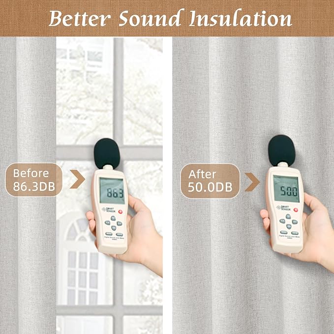 Light Grey 100% Blackout Linen Curtains 80 Inch - Image 5