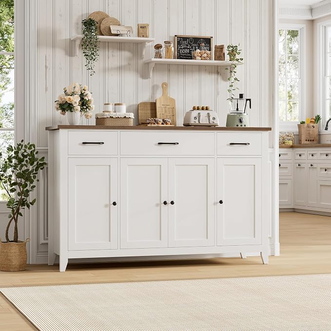 HORSTORS 55" Buffet Cabinet, Modern Farmhouse Sideboard Buffet - Image 4