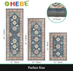 HEBE Boho Kitchen Rugs Set of 3, Non Slip Washable Kitchen Mats - Image 2