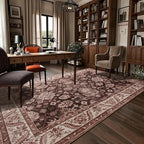Area Rugs for Living Room, 6x9 Washable Area Rug for Bedroom, Retro Floral - Image 4