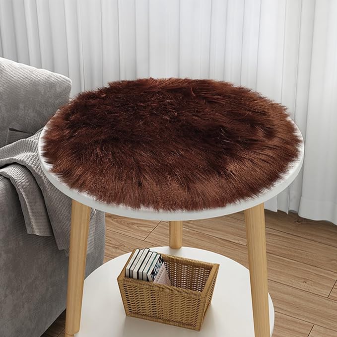 2ft Small Round Brown Rug, Thick Furry Fluffy Carpet - Image 5