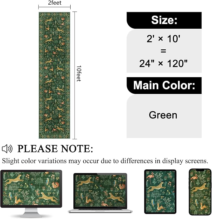 DUKINO 2x10 Kitchen Runner Rug, Soft Non Slip Animal Washable Rug, Non-Shedding - Image 2
