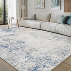 8x10 Washable Area Rugs for Living Room, Dining Room- Blue Beige | Modern by Srugn