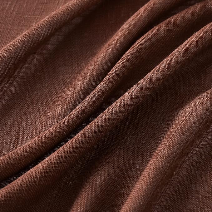 MIULEE Chocolate Brown Linen Curtains 52x72 Inch Length - Image 4