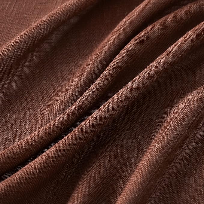 MIULEE Chocolate Brown Linen Curtains 52x90 Inch - Image 4