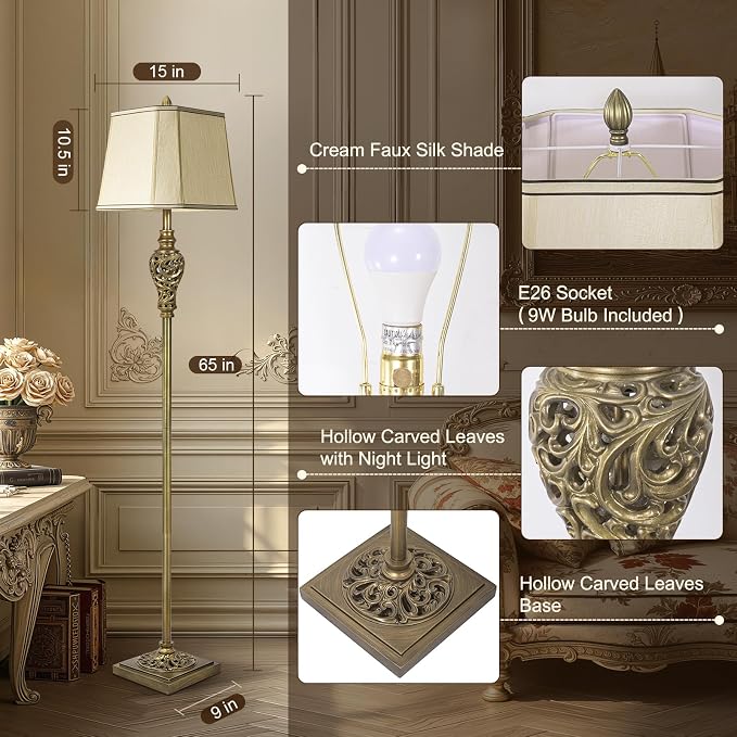Vintage Floor Lamp for Living Room, Farmhouse Standing Lamp for Bedroom - Image 2