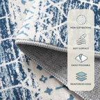 Lahome Moroccan Entryway Rugs Indoor 2x3 Area Rug Blue Non-Slip Backing - Image 3