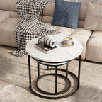 aboxoo Round Nesting Coffee Table Side Table Set of 2 End Tables - Image 7