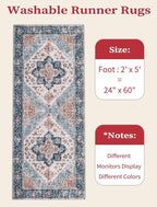 SERISSA 2x5 Washable Non Slip Boho Runner Rug - Image 2