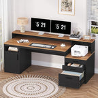 YOMILUVE Computer Desk with 3 Drawers & Storage Shelves, 65 Inch Home Office by YomiluveDesign