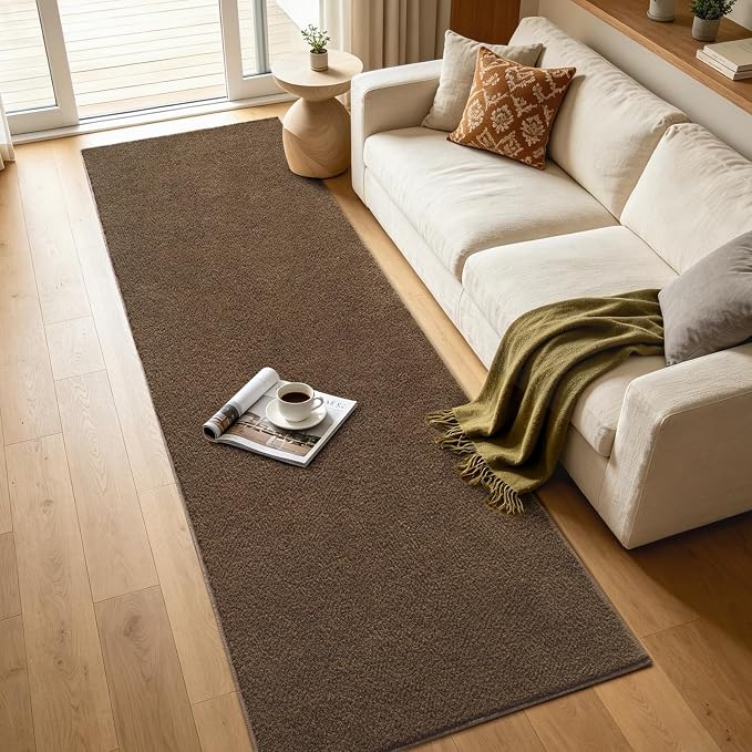 2x6 Beige Brown Solid Runner Rug Washable Non-Slip - Image 7