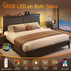 Lifezone King Bed Frame with Headboard, Solid Wood Bed Frame King Size with - Image 5