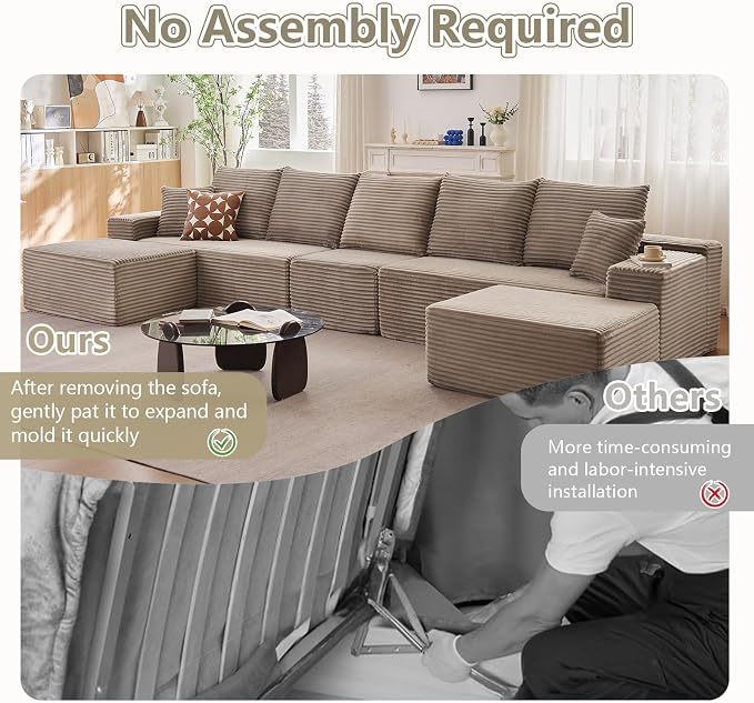 167.7" Sectional Cloud Couch for Living Room, Modular Floor Deep-Seat Sofa - Image 3