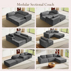 Vesgantti 119" L-Shaped Modular Sectional Sofa, Corduroy Cloud Couch - Image 3
