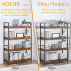 HCHQHS 4 Tier Bookshelf, Adjustable Industrial Bookcase, Vertical Tall Book - Image 6