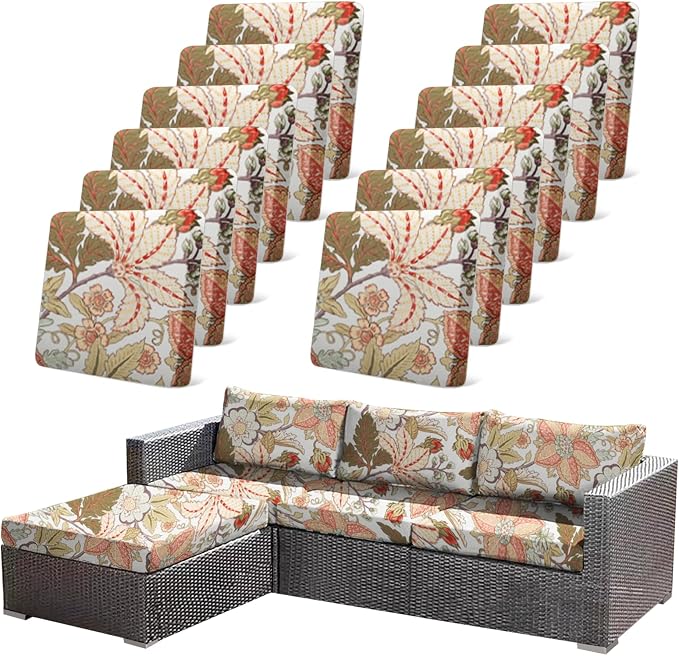 CALBODE 12Pcs High Elastic Digitally Printed Sofa Seat Cushion Cover, Soft & by CALBODE