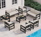 SERWALL 8 Pieces HDPE Outdoor Conversation Sofa Set by SERWALL