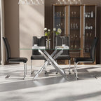 5-Piece Dining Table Set for 4, Modern Rectangular Glass Table - Image 3