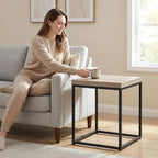 CENSI Modern Square End Table, Extra Thick 1.6" Wood Top & Metal Frame - Image 5