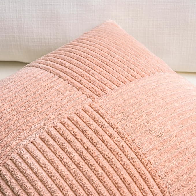 Fancy Homi 2 Packs Peach Lumbar Decorative Throw Pillow Covers 16x32 Inch - Image 3
