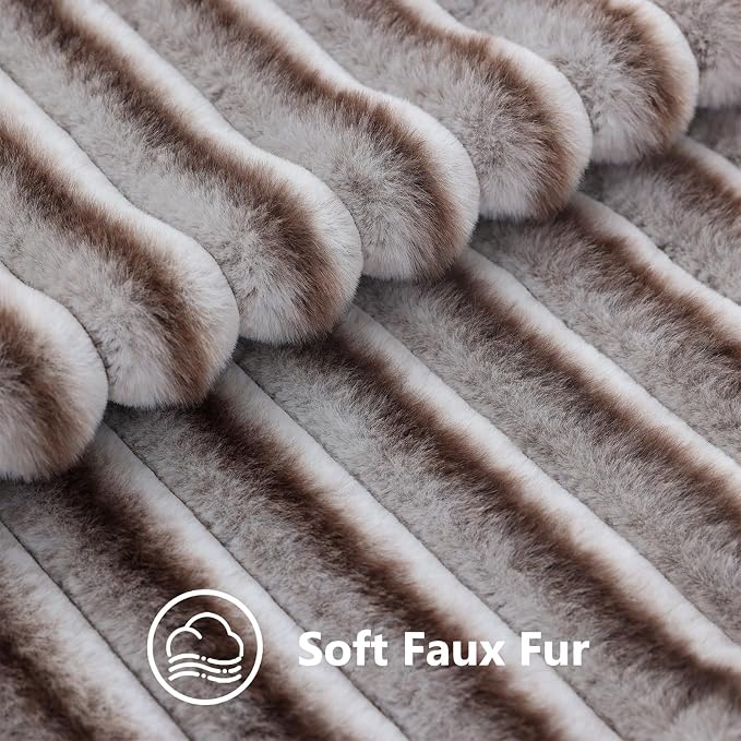 decorUhome Fall Faux Fur Throw Pillow Covers 12x20 Set of 2 Brown White | - Image 3