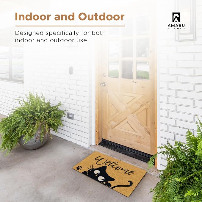 Coir Welcome Mat, Welcome Cat, 17 x 29 in | 100% Natural Coir, Anti-Shedding - Image 6