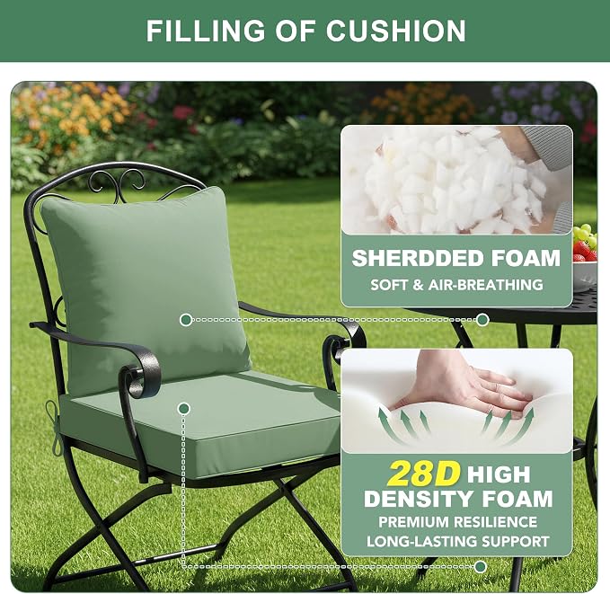 Summsun Outdoor Chair Cushions, Waterproof Back Pillow and Seat Cushion Set - Image 4