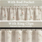 Kitchen Valances for Windows, Floral Embroidered 52x18 Inch 1 Panel | Country - Image 5